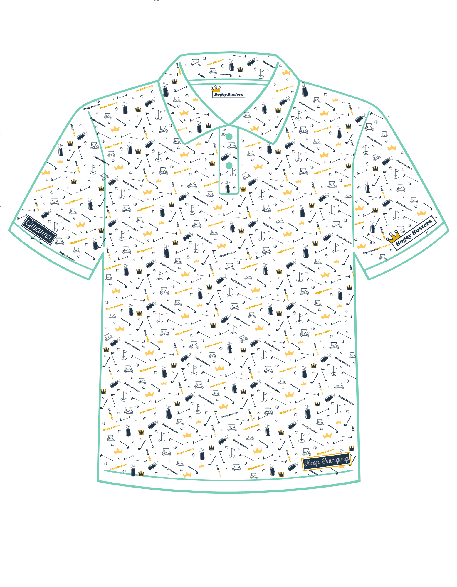Finished polo mockup with tags and labels