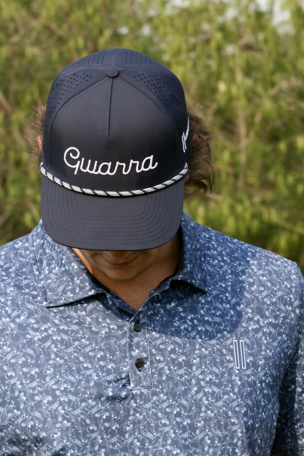 Gwarra water-repellent five-panel rope cap with UPF 50+ protection